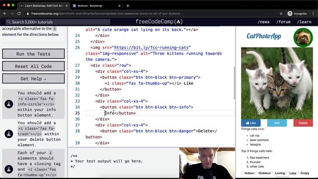 Add Font Awesome Icons to all of our Buttons - Bootstrap - Free Code Camp смотреть онлайн