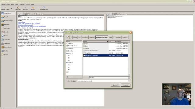 Import GEDCOM File Into Gramps Genealogy Database