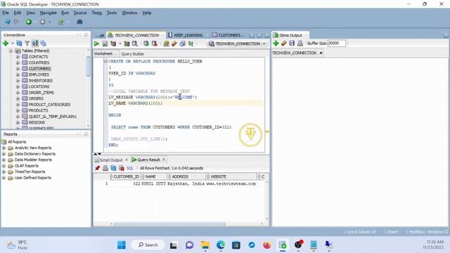 5. PL/SQL Procedure With IN param | PL/SQL Developer Course | TechView Team | Hindi | Tutorial смотреть онлайн