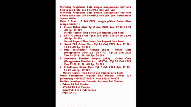 Workshop Pengolahan Data dengan Menggunakan Software EViews dan Stata Dan SmartPLS Dan Lain-Lain смотреть онлайн