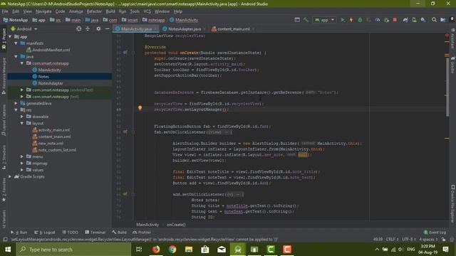 Android Studio 38 - Notes App with Firebase Part 2 - Retrieve data from firebase into a RecyclerVie смотреть онлайн