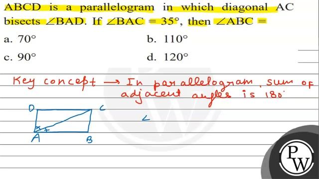 \( \mathrm{ABCD} \) is a parallelogram in which diagonal \( \mathrm{AC} \) bisects \( \angle \ma... смотреть онлайн