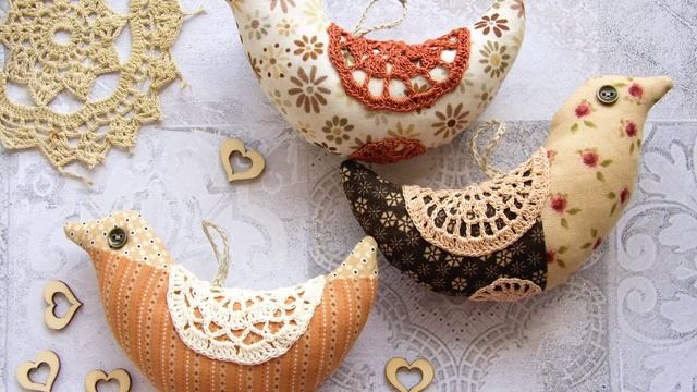 Текстильные птички игрушки. Декор для интерьера смотреть онлайн