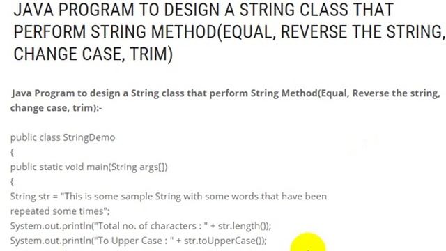 JAVA PROGRAM TO DESIGN A STRING CLASS THAT PERFORM STRING METHOD смотреть онлайн