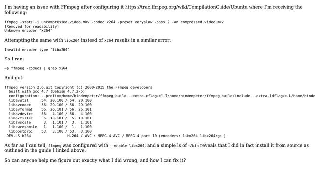 Unknown encoder 'x264' in FFmpeg despite following proper installation instructions (2 Solutions!!) смотреть онлайн