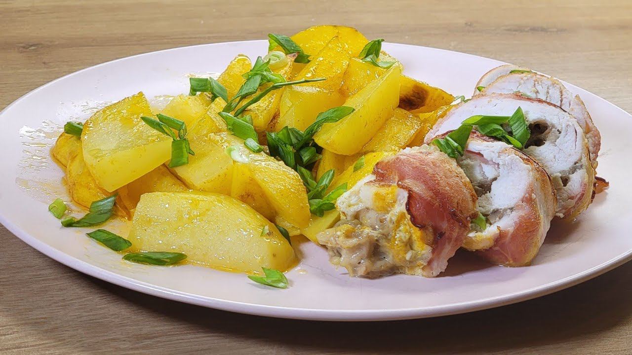 Куриные рулетики с шампиньонами смотреть онлайн