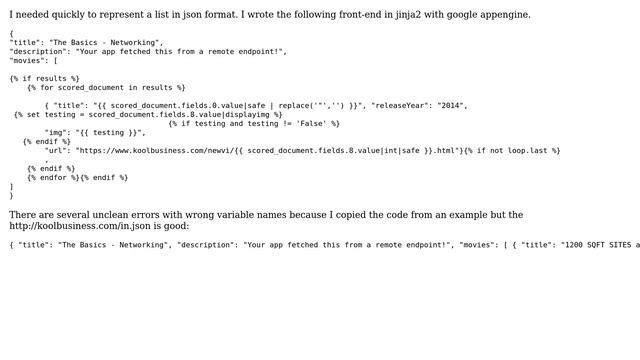 Code Review: Generating JSON with Jinja2 смотреть онлайн