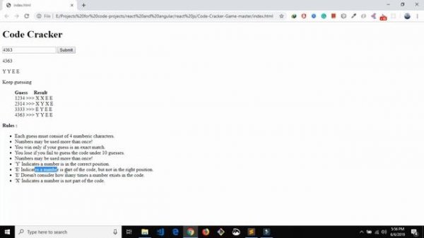 Code Cracker Game In JavaScript | Source Code & Projects