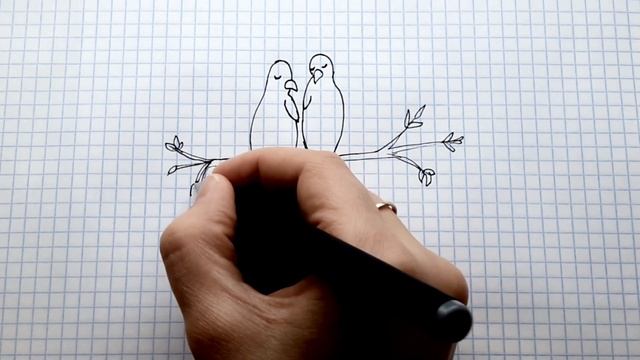 Рисуем простые рисунки #51. Как нарисовать Влюбленных птичек - Рисунки для девочек в ЛД смотреть онлайн