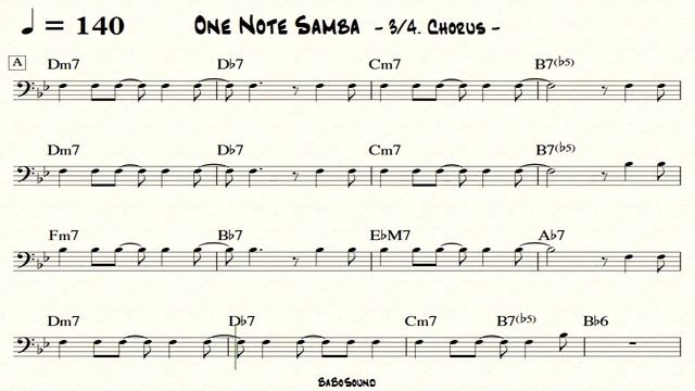 One Note Samba / Backing Track For Bass (Drum & Piano & Melody) / Bass Clef смотреть онлайн