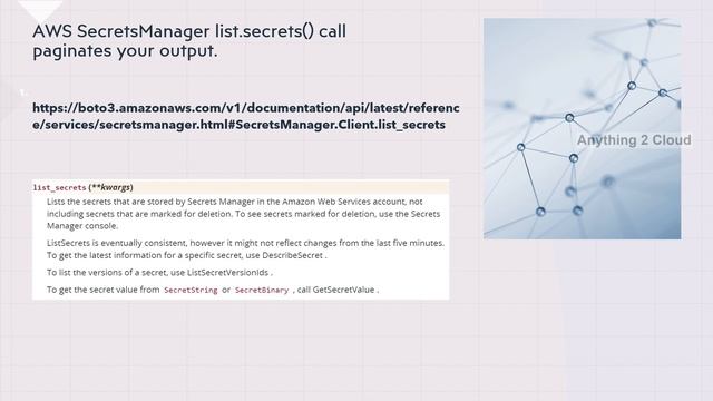 List all Secrets - AWS Secrets Manager using Boto3 смотреть онлайн
