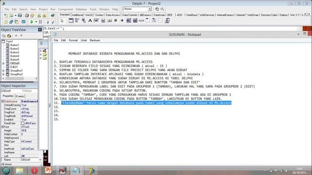 Tutorial membuat biodata dan database delphi menggunakan Ms. Access смотреть онлайн