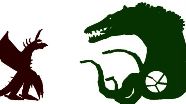 Gigan plays a spelling game with Biollante смотреть онлайн
