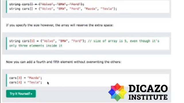 Omit Array Size | C++ Tutorial in Hindi Full Course | Class 72 | Dicazo institute. смотреть онлайн