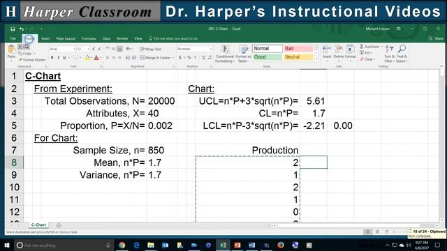 Excel Tutorial: Statistical Process Control C-Chart| Dr. Harper’s Classroom смотреть онлайн
