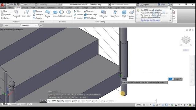 #AutoCAD 3D modelling of handrails of dog legged stair смотреть онлайн