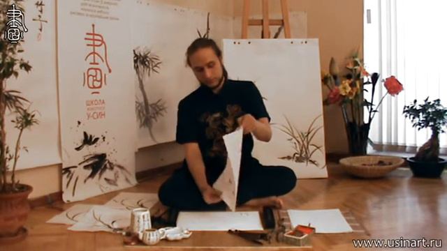 Уроки по китайской живописи дикая орхидеи 兰花 Урок 4 _ Общее в рисование травы и живописи орхидеи_ смотреть онлайн