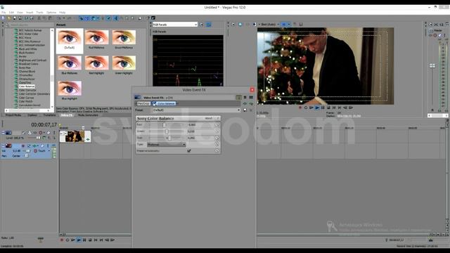 видео урок Sony Vegas 12 - цветокоррекция с color balance смотреть онлайн