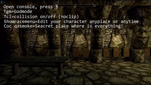 Skyrim Console Commands! (Godmode, Noclip, Showracemenu & Qasmoke) PC