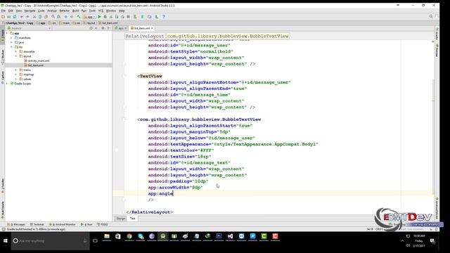 Android Studio Tutorial - Add Bubble To Chat App (part 3) смотреть онлайн