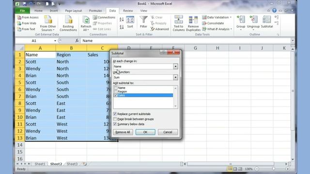 Microsoft Excel 2007 2010 pt 5 (Sort/Filter, Subtotal, Pivot Table) смотреть онлайн