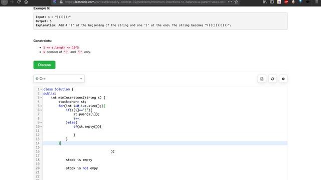 LeetCode | Biweekly Contest 32 | Problem: Minimum Insertions to Balance a Parentheses String смотреть онлайн