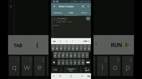 SoloLearn cheer creator problem solution | Python programming