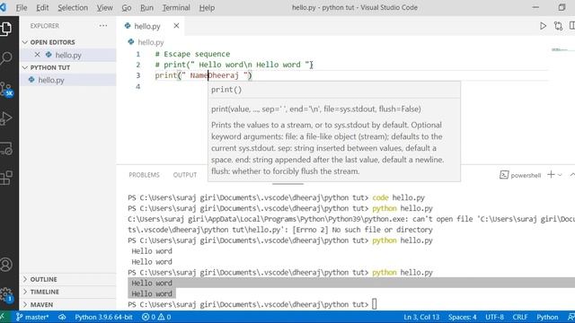 04 : What is Escape Sequence in python. смотреть онлайн