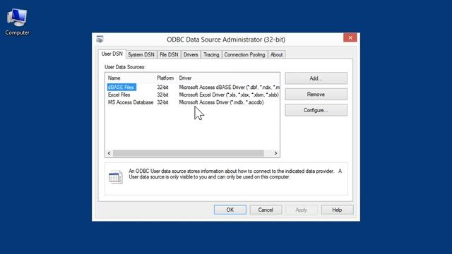Windows 8.0 Professional - Use ODBC Data Source Administrator смотреть онлайн