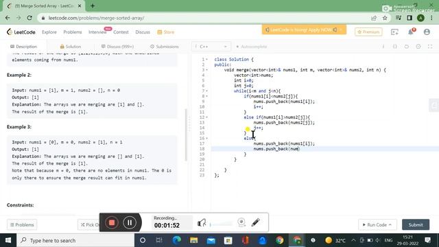 88. Merge Sorted Array || LEETCODE SOLUTION || IN C++ || DATA STRUCTURE AND ALGORITHM смотреть онлайн