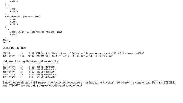 Unix & Linux: Init script leaves thousands of defunct processes смотреть онлайн