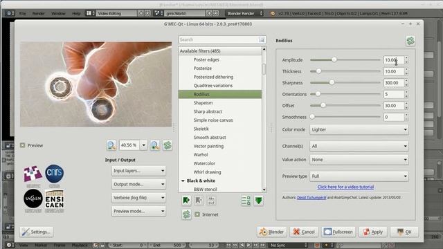 Demonstration of Blender with G'MIC-Qt on Linux смотреть онлайн