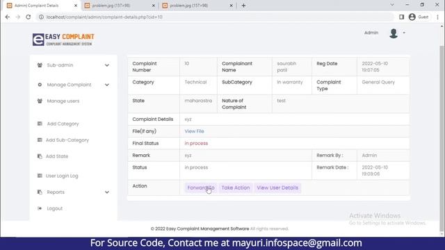 Complaint management system project in php | Complaint management software | PHP Source Code смотреть онлайн