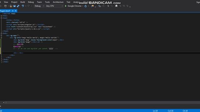 Visual Studio Angular Tutorial 2-ng-bind and ng-model(Angular For Beginners) смотреть онлайн