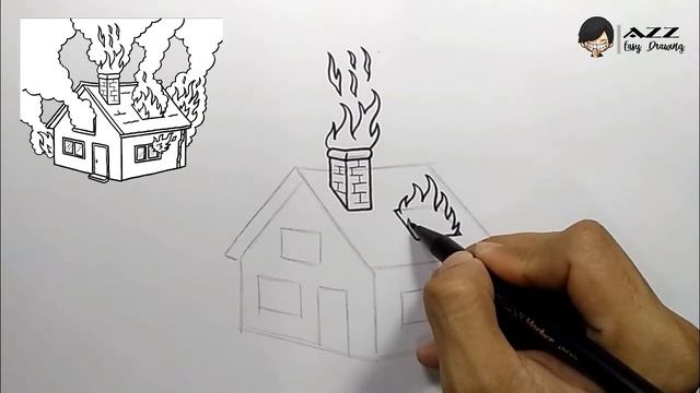 How to draw House on fire step by step смотреть онлайн