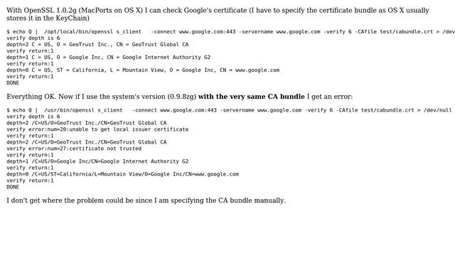 openssl: unable to get local issuer certificate with some versions смотреть онлайн