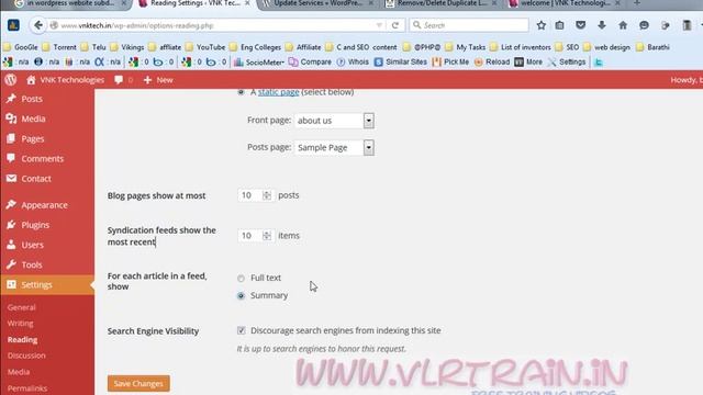 How to do Reading and writing settings in WordPress Telugu | VLR Training Class 33 смотреть онлайн