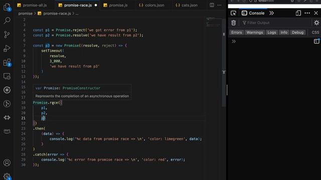 JS Promises Promise.Race смотреть онлайн
