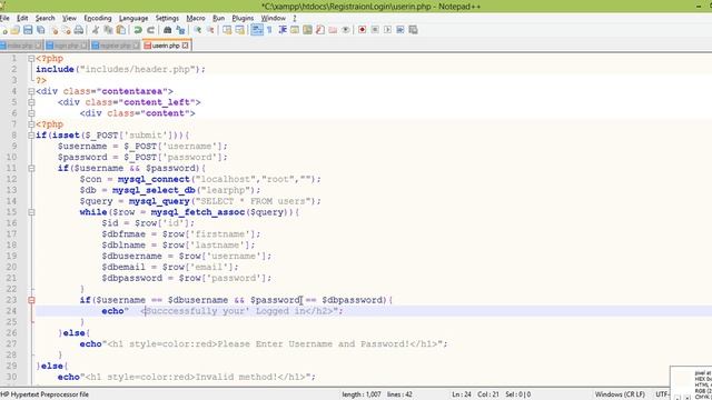 Learn PHP Login and Registration 4 User login смотреть онлайн