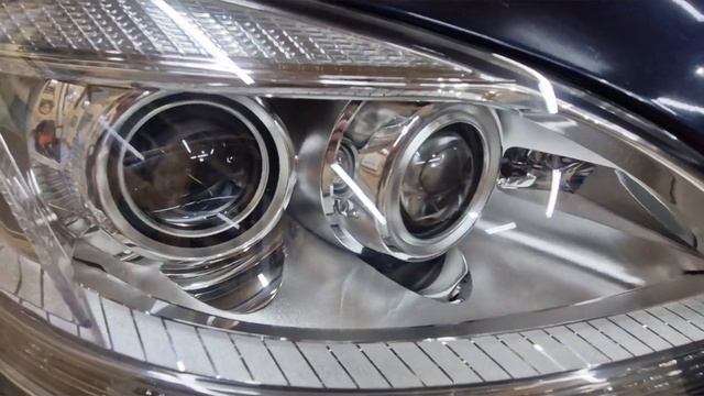 Mercedes-Benz S w221 Полное восстановление фар и дхо, замена линз на двухчиповые Aozoom A4+ BI-LED смотреть онлайн