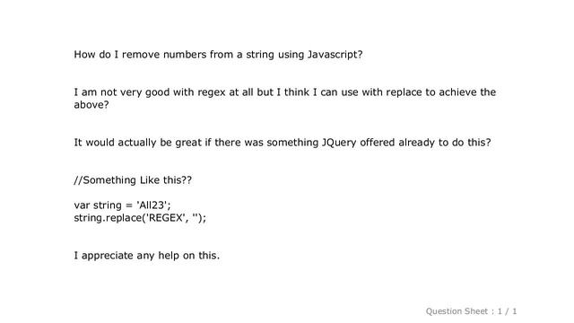 jQuery : Removing Numbers from a String using Javascript смотреть онлайн