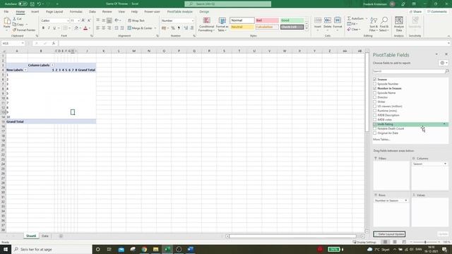 Basic Excel Pivot table tutorial (Game of Thrones example) смотреть онлайн