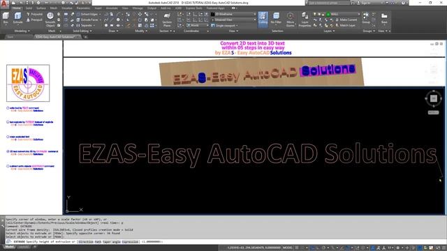 How to convert 2D writing into 3D writing in AutoCAD easily by EZAS-Easy AutoCAD Solutions смотреть онлайн