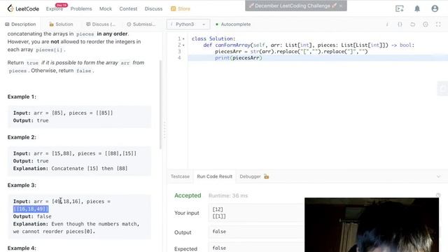 Leetcode: Problem 1640 - Check Array Formation Through Concatenation смотреть онлайн