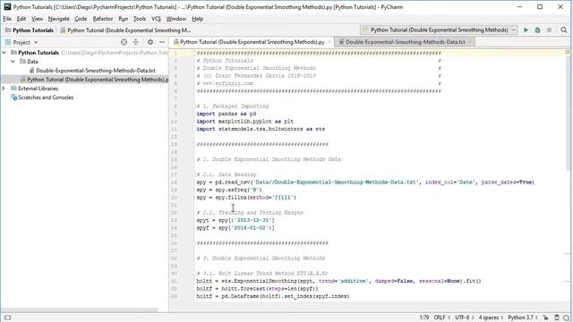 Python Tutorial. Double Exponential Smoothing Methods смотреть онлайн