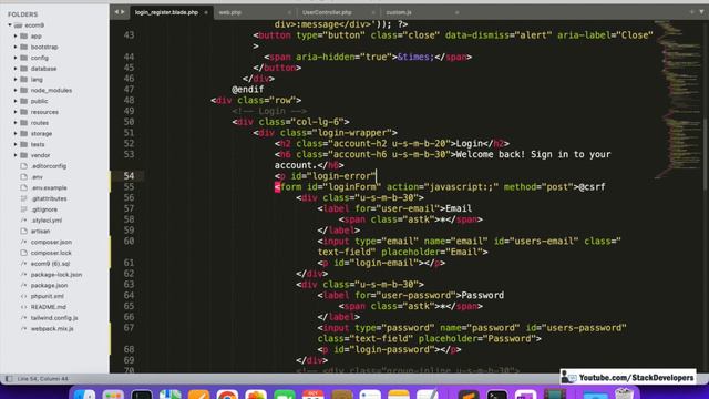 Laravel 9 Tutorial #110 | User Registration Process (VI) | User Login in Laravel 9 via Ajax смотреть онлайн