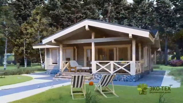 Эко-тех Проект дома из клееного бруса "Первомайск" смотреть онлайн