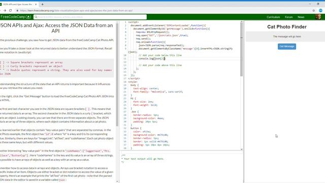 JSON APIs and Ajax Access the JSON Data from an API Learn freeCodeCamp5/10 смотреть онлайн