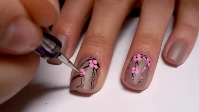 Сакура на ногтях | Cherry Blossom Nails Tutorial смотреть онлайн