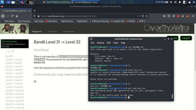 OverTheWire Bandit Level 31 - Level 32 смотреть онлайн